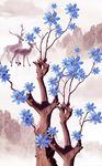 白鹿树枝花卉装饰画