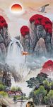 中式满山红山水画装饰画