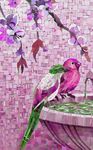 抽象桃花花鸟装饰画