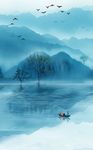树山水小船装饰画