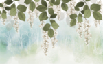 北欧简约森林花藤背景壁画