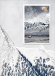 雪山山脉意境山水麋鹿装饰背景墙
