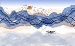 抽象山水画背景墙