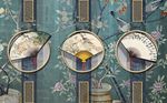 古典折扇画框工笔花鸟背景墙