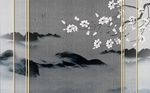 中式意境花枝云石背景墙