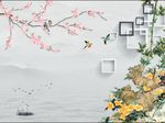 新中式竹报平安3d方框梅花竹子
