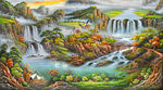 油画山水背景墙