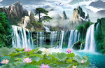 山水风景 电视背景墙