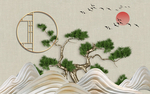 中式窗景玄关屏风背景底纹素材创