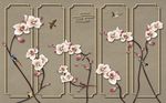 立体金属手绘梅花花鸟背景墙