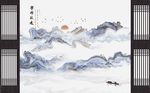 抽象意境水墨山水画壁画背景墙