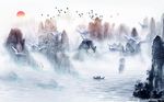 水墨意境山水风景背景墙