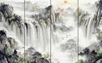 水墨高山流水背景墙