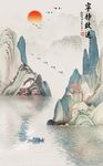 中式水墨工笔国画山水装饰画