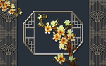 中式古典创意玄关屏风背景底纹素