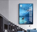 北欧梦幻森林风景月亮麋鹿晶瓷画