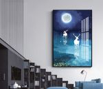 北欧梦幻森林麋鹿月亮客厅装饰画