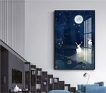北欧梦幻森林麋鹿月亮客厅装饰画