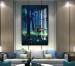 北欧梦幻森林麋鹿晶瓷画装饰画