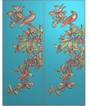 樱桃黄莺鸟四季花鸟精雕浮雕