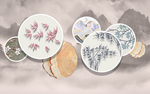 中式立体花玄关平屏风背景底纹素