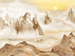 大气山川河流山水风景温馨壁画