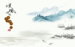 顺风顺水财富铜钱壁画背景墙