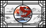 黑色框架山水意境水墨壁画背景墙