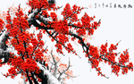 寒梅绽放梅花枝个性壁画背景墙