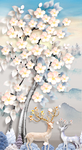 清新浅蓝色树枝花朵绽放玄关背景