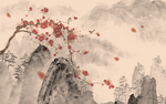 古画水墨山水玄关屏风背景底纹素