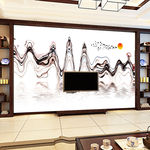 禅意水墨山水 中式背景墙 工笔