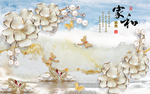 珠宝花天鹅家和富贵背景墙