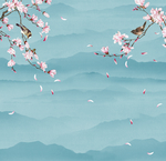 中式玉兰花鸟背景画