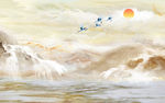 流水生财大理石纹山水电视背景墙