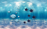 海洋立体鱼海星创意玄关屏风背景