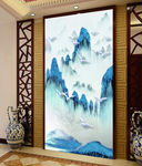 玄关壁画 玄关背景墙 中式玄关