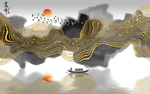 水墨线条抽象创意玄关屏风背景底