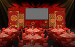 红色中式婚礼舞台