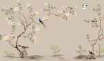手绘花鸟新中式工笔画玄关屏风背