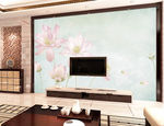 荷花背景电视墙画 挂画