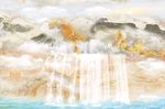 流水瀑布山海风景大理石纹理素材