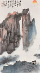 中式玄关抽象山水背景墙