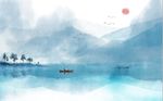 中式山水水墨画背景墙