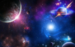 蓝色绚丽多彩星光世界海报壁画