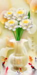 清新花枝花朵洁白花瓶玄关壁画