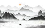 海纳百川新中式电视背景墙