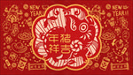 手绘卡通2019猪年海报