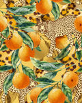 手绘橙子豹纹水彩水果服装印花