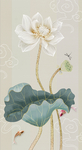 手绘水墨荷花新中式玄关装饰画屏
